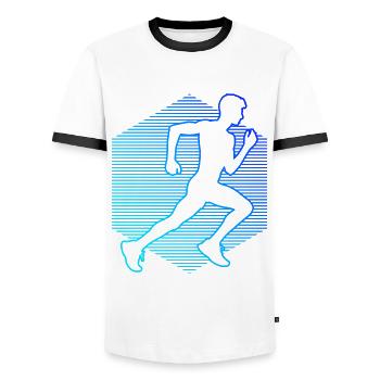 Course Femmes Hommes Jogging Cross Country Course à pied - T-shirt contrasté Homme - blanc/noir - Devant - AI Model Female 172 light (172cm) & AI Model Male 178 dark (178cm)