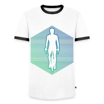 Damen Herren Radfahrer Mountainbike Radfahren - Männer Kontrast-T-Shirt - Weiß/Schwarz - Vorne - AI Model Female 172 light (172cm) & AI Model Male 178 dark (178cm)