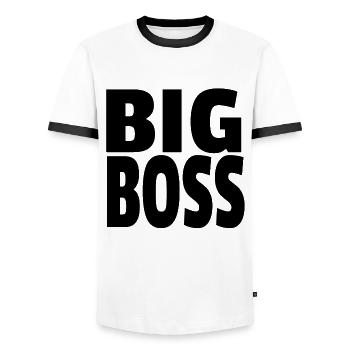 BIG BOSS CHEF FUNNY GIFT - Men's Ringer Shirt - white/black - Front - AI Model Female 172 light (172cm) & AI Model Male 178 dark (178cm)