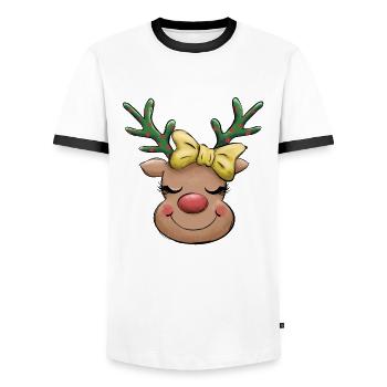 Weihnachten Santa Claus Merry Christmas - Men's Ringer Shirt - white/black - Front - AI Model Female 172 light (172cm) & AI Model Male 178 dark (178cm)