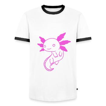 Axolotl Sticker Pink Amphibien - Männer Kontrast-T-Shirt - Weiß/Schwarz - Vorne - AI Model Female 172 light (172cm) & AI Model Male 178 dark (178cm)