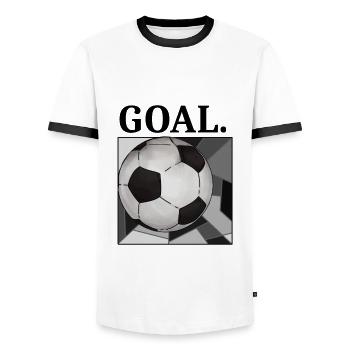Football Vintage Football Fan Design Tournament 2022 - Men's Ringer Shirt - white/black - Front - AI Model Female 172 light (172cm) & AI Model Male 178 dark (178cm)