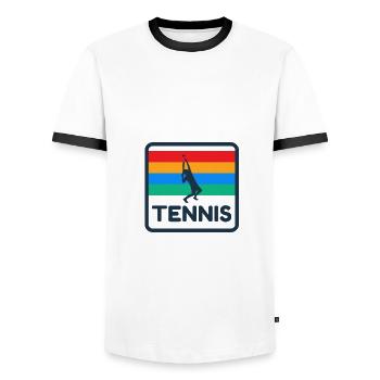 Vintage Tennis Logo Tennis Trainer Design 80s - Männer Kontrast-T-Shirt - Weiß/Schwarz - Vorne - AI Model Female 172 light (172cm) & AI Model Male 178 dark (178cm)