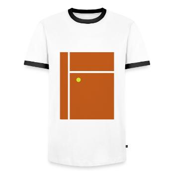 Tennisplatz Minimalismus Flat Illustration Tennis - Männer Kontrast-T-Shirt - Weiß/Schwarz - Vorne - AI Model Female 172 light (172cm) & AI Model Male 178 dark (178cm)