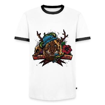 Wild Natty - T-shirt contrasté Homme - blanc/noir - Devant - AI Model Female 172 light (172cm) & AI Model Male 178 dark (178cm)