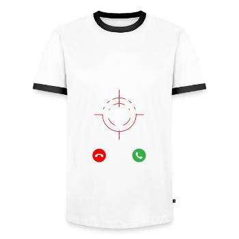 Die Jagd Ruft An Jäger - Männer Kontrast-T-Shirt - Weiß/Schwarz - Vorne - AI Model Female 172 light (172cm) & AI Model Male 178 dark (178cm)