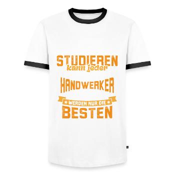 Handwerker Studieren kann jeder - Männer Kontrast-T-Shirt - Weiß/Schwarz - Vorne - AI Model Female 172 light (172cm) & AI Model Male 178 dark (178cm)