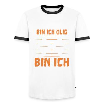 Bin Ich Ölig bin ich Fröhlich - Männer Kontrast-T-Shirt - Weiß/Schwarz - Vorne - AI Model Female 172 light (172cm) & AI Model Male 178 dark (178cm)
