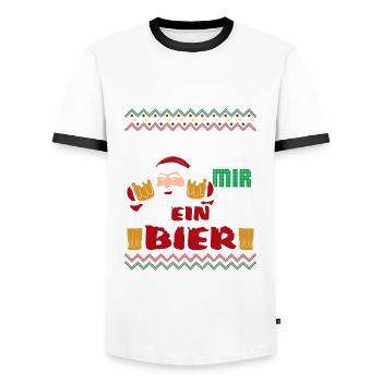 Ho Ho Hol mir mal Bier - Männer Kontrast-T-Shirt - Weiß/Schwarz - Vorne - AI Model Female 172 light (172cm) & AI Model Male 178 dark (178cm)