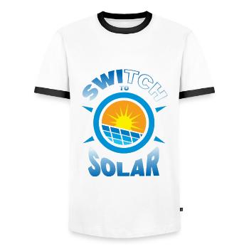 Switch to Solar - Männer Kontrast-T-Shirt - Weiß/Schwarz - Vorne - AI Model Female 172 light (172cm) & AI Model Male 178 dark (178cm)