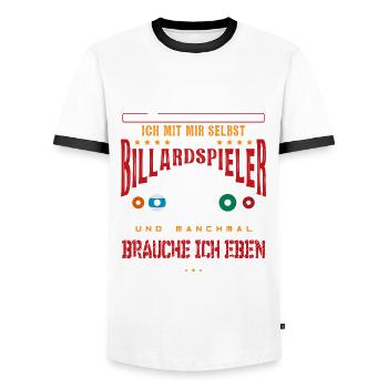 Billardspieler Billard Billardkugel - Männer Kontrast-T-Shirt - Weiß/Schwarz - Vorne - AI Model Female 172 light (172cm) & AI Model Male 178 dark (178cm)