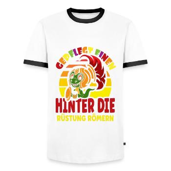 Gepflegt einen hinter die Rüstung Römern - Männer Kontrast-T-Shirt - Weiß/Schwarz - Vorne - AI Model Female 172 light (172cm) & AI Model Male 178 dark (178cm)