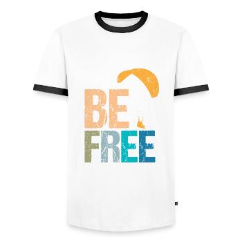 Be Free Fallschirmspringer Skydiver Skydive - Männer Kontrast-T-Shirt - Weiß/Schwarz - Vorne - AI Model Female 172 light (172cm) & AI Model Male 178 dark (178cm)