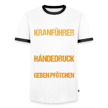 Kranführer haben einen festen Händedruck - Männer Kontrast-T-Shirt - Weiß/Schwarz - Vorne - AI Model Female 172 light (172cm) & AI Model Male 178 dark (178cm)