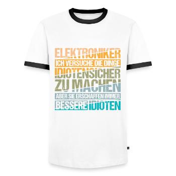 Elektroniker Elektriker Elektrizität - Männer Kontrast-T-Shirt - Weiß/Schwarz - Vorne - AI Model Female 172 light (172cm) & AI Model Male 178 dark (178cm)