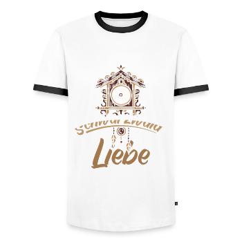 Schwarzwald Liebe - Männer Kontrast-T-Shirt - Weiß/Schwarz - Vorne - AI Model Female 172 light (172cm) & AI Model Male 178 dark (178cm)