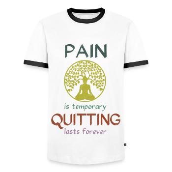 Pain is temporary quitting lasts forever Meditatio - Men's Ringer Shirt - white/black - Front - AI Model Female 172 light (172cm) & AI Model Male 178 dark (178cm)