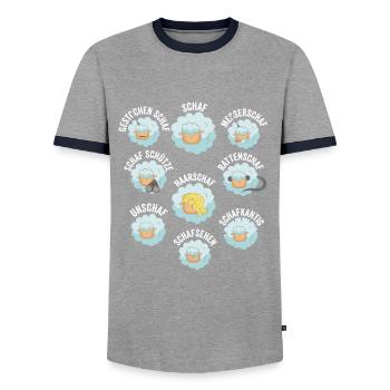 Schaf und Unschaf - Männer Kontrast-T-Shirt - Grau/Navy  - Vorne - AI Model Female 172 light (172cm) & AI Model Male 178 light (178cm)