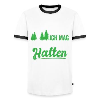 Ich mag Bäume die halten die Fresse - Männer Kontrast-T-Shirt - Weiß/Schwarz - Vorne - AI Model Female 172 light (172cm) & AI Model Male 178 dark (178cm)
