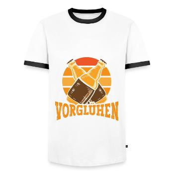 Bin nur zum Vorglühen hier - Männer Kontrast-T-Shirt - Weiß/Schwarz - Vorne - AI Model Female 172 light (172cm) & AI Model Male 178 dark (178cm)