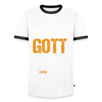 Als Gott mich Schuf Grinsend - Männer Kontrast-T-Shirt - Weiß/Schwarz - Vorne - AI Model Female 172 light (172cm) & AI Model Male 178 dark (178cm)