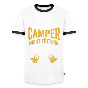 Bitte den Camper nicht füttern Bier - Männer Kontrast-T-Shirt - Weiß/Schwarz - Vorne - AI Model Female 172 light (172cm) & AI Model Male 178 dark (178cm)