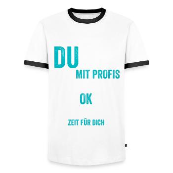 Einmal mit Profis Arbeiten Handwerker - Männer Kontrast-T-Shirt - Weiß/Schwarz - Vorne - AI Model Female 172 light (172cm) & AI Model Male 178 dark (178cm)