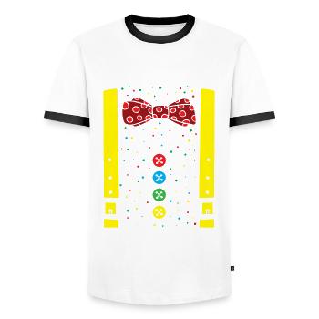 Clown Karneval Kostüm Clownskostüm - Männer Kontrast-T-Shirt - Weiß/Schwarz - Vorne - AI Model Female 172 light (172cm) & AI Model Male 178 dark (178cm)