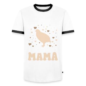 Wachtel Mama Motiv Wachtelzüchter - Männer Kontrast-T-Shirt - Weiß/Schwarz - Vorne - AI Model Female 172 light (172cm) & AI Model Male 178 dark (178cm)