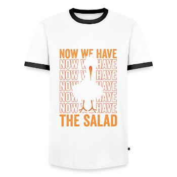 Now we have Salad - Männer Kontrast-T-Shirt - Weiß/Schwarz - Vorne - AI Model Female 172 light (172cm) & AI Model Male 178 dark (178cm)