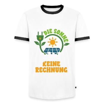 Die Sonne schickt keine Rechnung - Männer Kontrast-T-Shirt - Weiß/Schwarz - Vorne - AI Model Female 172 light (172cm) & AI Model Male 178 dark (178cm)