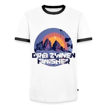 Drei Zinnen Finisher Dolomiten Tre Cime Lavaredo - Männer Kontrast-T-Shirt - Weiß/Schwarz - Vorne - AI Model Female 172 light (172cm) & AI Model Male 178 dark (178cm)
