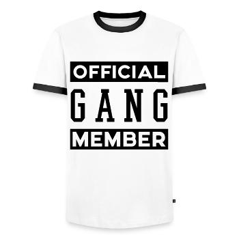 OFFICIAL GANG MEMBER - Men's Ringer Shirt - white/black - Front - AI Model Female 172 light (172cm) & AI Model Male 178 dark (178cm)