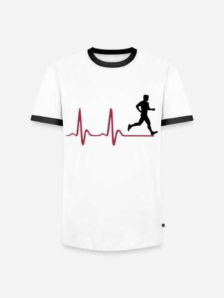 Running Man, runner & heartbeat - T-shirt contrasté Homme - blanc/noir