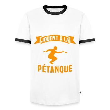 Les Papys Cools jouent à la pétanque - T-shirt contrasté Homme - blanc/noir - Devant - AI Model Female 172 light (172cm) & AI Model Male 178 dark (178cm)