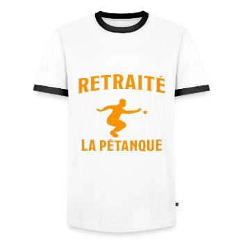 je suis retraité la pétanque est mon métier - T-shirt contrasté Homme - blanc/noir - Devant - AI Model Female 172 light (172cm) & AI Model Male 178 dark (178cm)