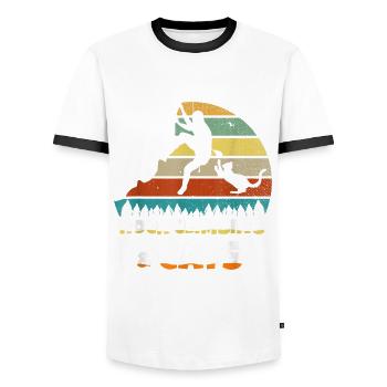 Rock Climbing Cat Grimage Chat Cadeau Hobby - T-shirt contrasté Homme - blanc/noir - Devant - AI Model Female 172 light (172cm) & AI Model Male 178 dark (178cm)