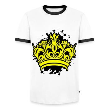 Taches de symboles de la couronne - T-shirt contrasté Homme - blanc/noir - Devant - AI Model Female 172 light (172cm) & AI Model Male 178 dark (178cm)