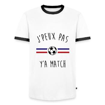 J'peux pas y'a match - T-shirt contrasté Homme - blanc/noir - Devant - AI Model Female 172 light (172cm) & AI Model Male 178 dark (178cm)