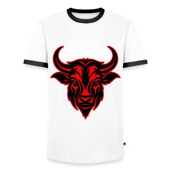 Bulle Hörner Kopf Silhouette - Männer Kontrast-T-Shirt - Weiß/Schwarz - Vorne - AI Model Female 172 light (172cm) & AI Model Male 178 dark (178cm)