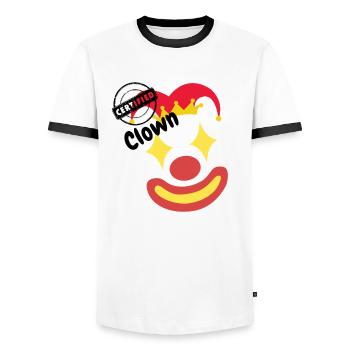 lachender Clown Kostüm Fasching Karneval Stempel - Männer Kontrast-T-Shirt - Weiß/Schwarz - Vorne - AI Model Female 172 light (172cm) & AI Model Male 178 dark (178cm)