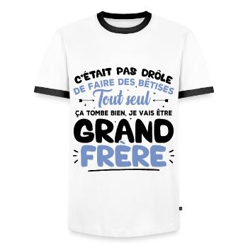 C'était pas drôle de faire des bêtises tout seul - T-shirt contrasté Homme - blanc/noir - Devant - AI Model Female 172 light (172cm) & AI Model Male 178 dark (178cm)