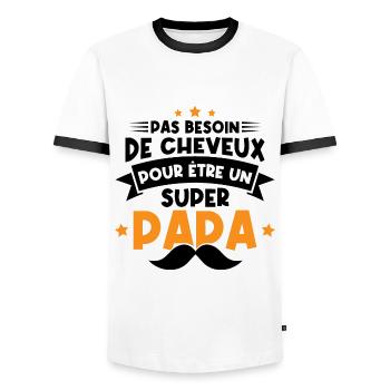 Pas besoin de cheveux pour être un super papa - T-shirt contrasté Homme - blanc/noir - Devant - AI Model Female 172 light (172cm) & AI Model Male 178 dark (178cm)