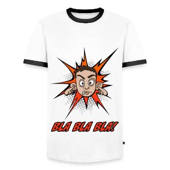bla bla bla - Männer Kontrast-T-Shirt - Weiß/Schwarz - Vorne - AI Model Female 172 light (172cm) & AI Model Male 178 dark (178cm)