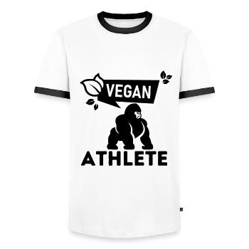 Athlète végétalien Power Fitness Muscles - T-shirt contrasté Homme - blanc/noir - Devant - AI Model Female 172 light (172cm) & AI Model Male 178 dark (178cm)
