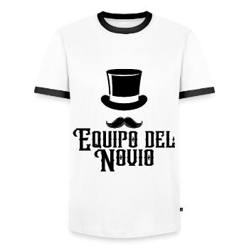 Equipo Del Novio Groom's Team Wedding Groomsmen - Men's Ringer Shirt - white/black - Front - AI Model Female 172 light (172cm) & AI Model Male 178 dark (178cm)