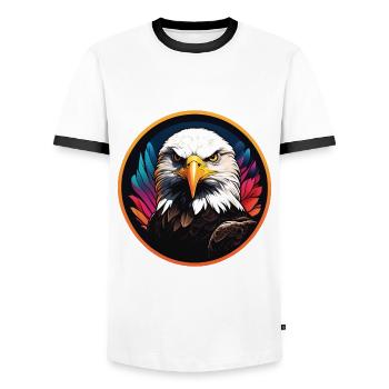 Portrait coloré de pygargue à tête blanche - T-shirt contrasté Homme - blanc/noir - Devant - AI Model Female 172 light (172cm) & AI Model Male 178 dark (178cm)