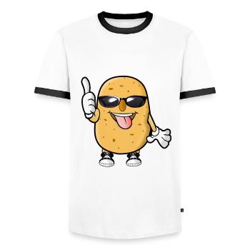 Pommes de terre - T-shirt contrasté Homme - blanc/noir - Devant - AI Model Female 172 light (172cm) & AI Model Male 178 dark (178cm)