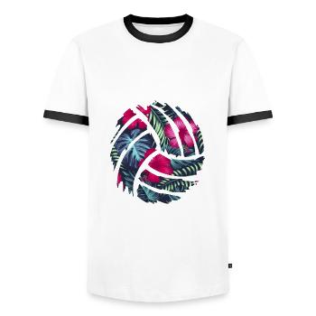 volleyball volleyball tropical - Men's Ringer Shirt - white/black - Front - AI Model Female 172 light (172cm) & AI Model Male 178 dark (178cm)
