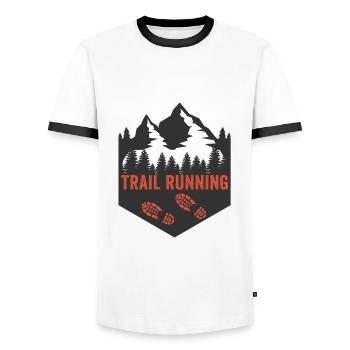 Trail running - Men's Ringer Shirt - white/black - Front - AI Model Female 172 light (172cm) & AI Model Male 178 dark (178cm)